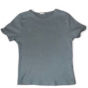 Ribbed Blue Short Sleeve Crop Top